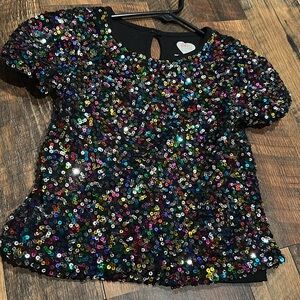 Multicolor Sequin Short Sleeve Top